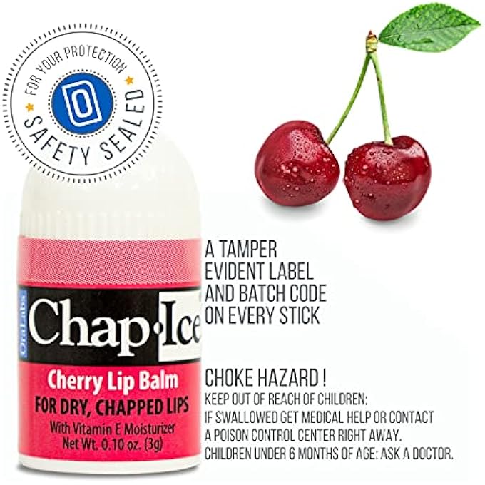 Chap Ice | PREMIUM AND TRADITIONAL LIP BALM FOR CHAPPED, DRY, OR WINDBURNED LIPS | POCKET SIZE DISPLAY WITH ASSORTED FLAVORS - CHERRY, CITRUS ORANGE, KIWI LIME - 50 MINI STICKS (0.10OZ/3G) - Image 2